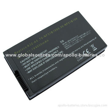 New Arrival Laptop Battery, Replacement for ASUS A8 F8 Series with 6 Cells, 11.1V/4,800mAh